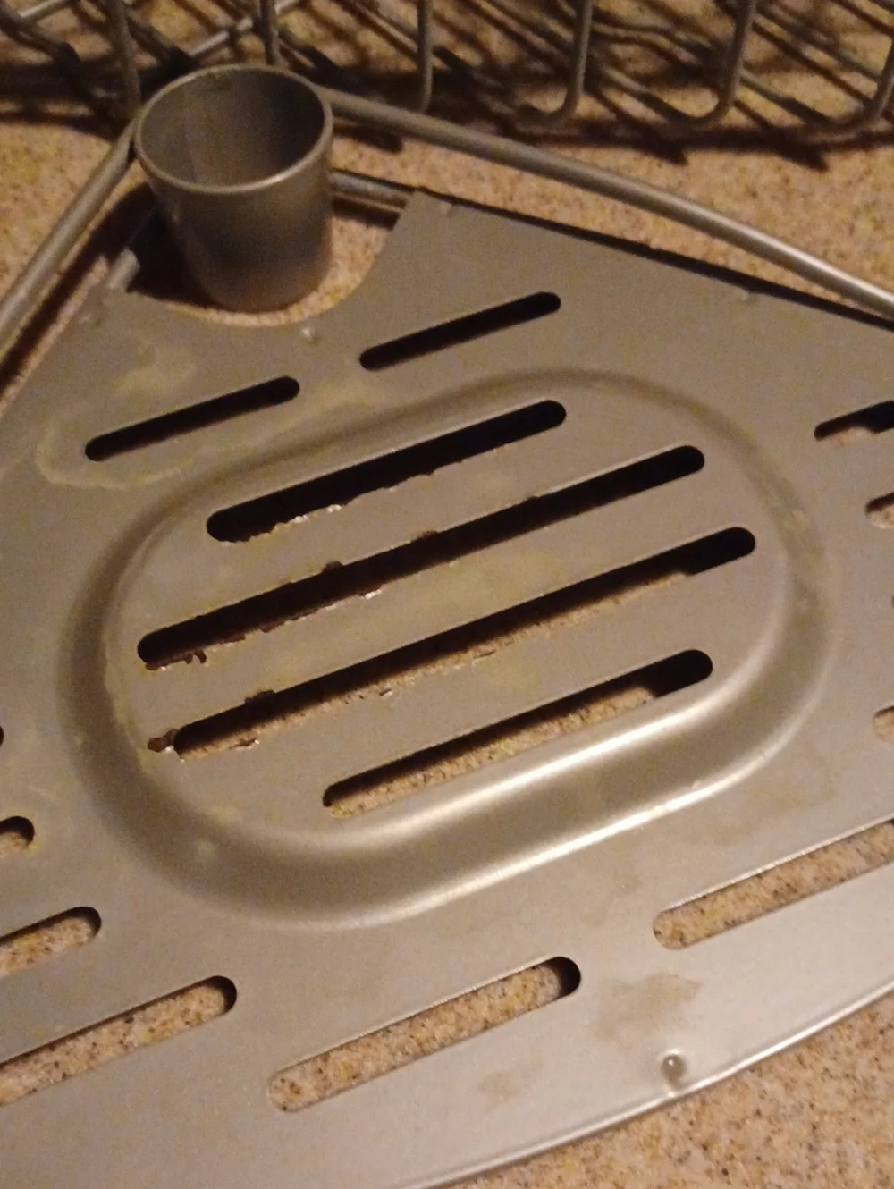 >  Mainstays Satin Nickel Shower Caddy Tension Rod with Silver Finish